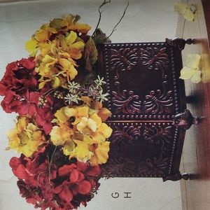 Home Interiors Square Planter/Container NEW metal 7.5 x 7.5  floral design